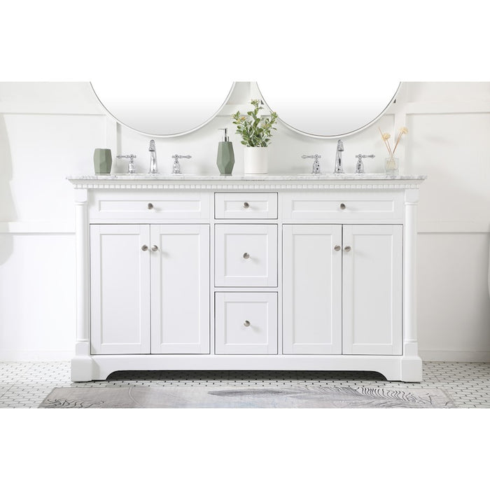 Elegant Kitchen/Bath Clarence 60" Double Bathroom Vanity, White