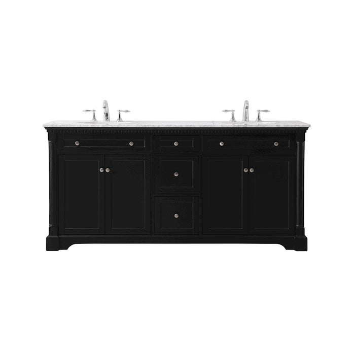 Elegant Kitchen/Bath Clarence 72" Double Bathroom Vanity Set, Black - VF53072DBK