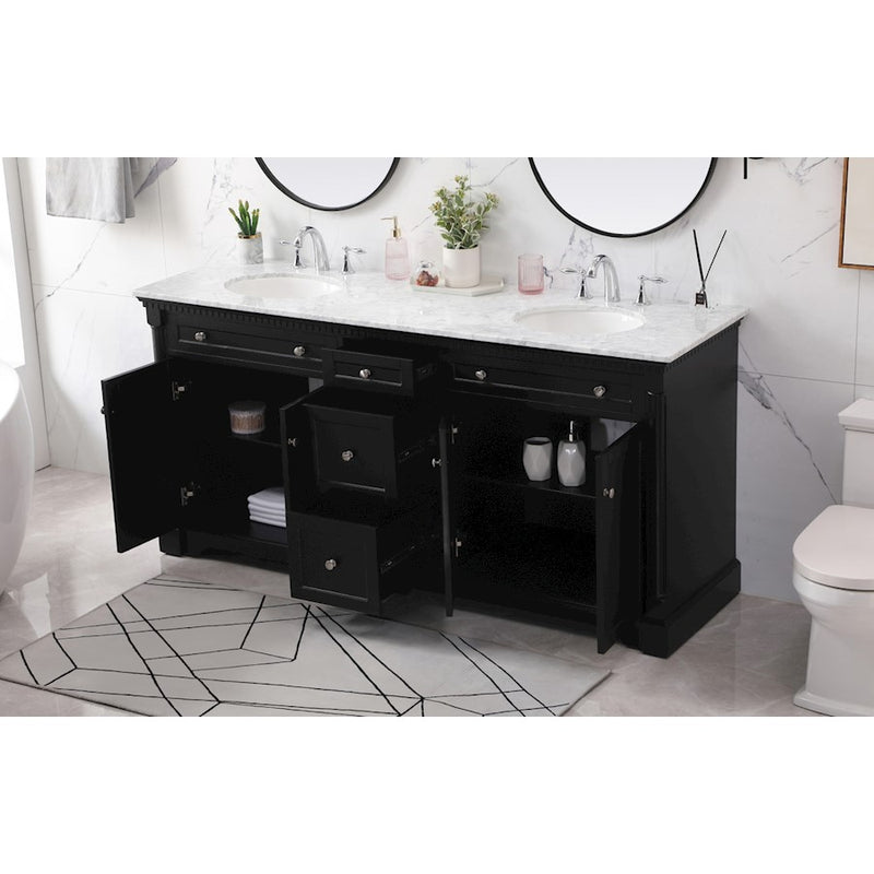 Elegant Kitchen/Bath Clarence 72" Double Bathroom Vanity Set, Black