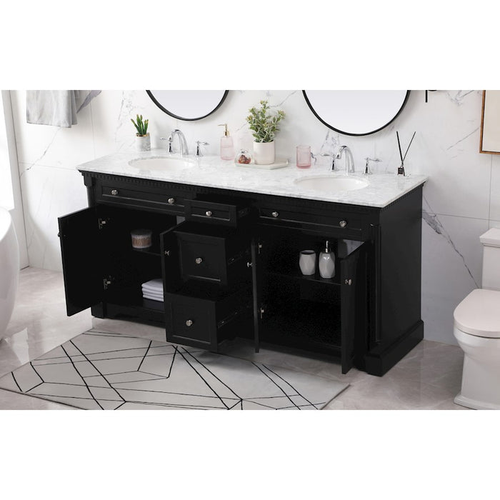 Elegant Kitchen/Bath Clarence 72" Double Bathroom Vanity Set, Black
