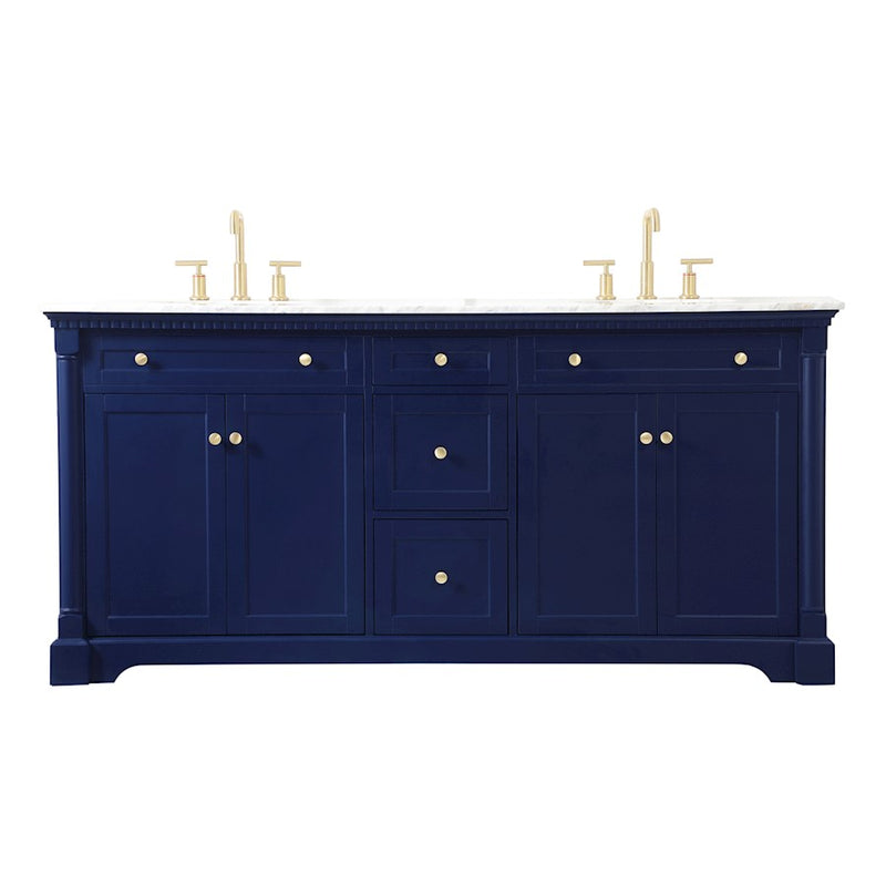 Elegant Kitchen/Bath Clarence 72" Double Bathroom Vanity, Blue - VF53072DBL