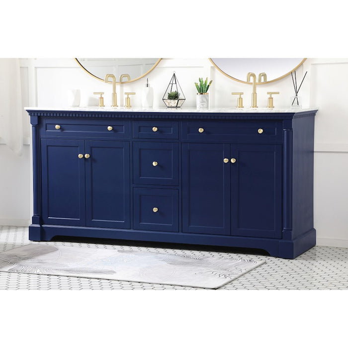 Elegant Kitchen/Bath Clarence 72" Double Bathroom Vanity, Blue