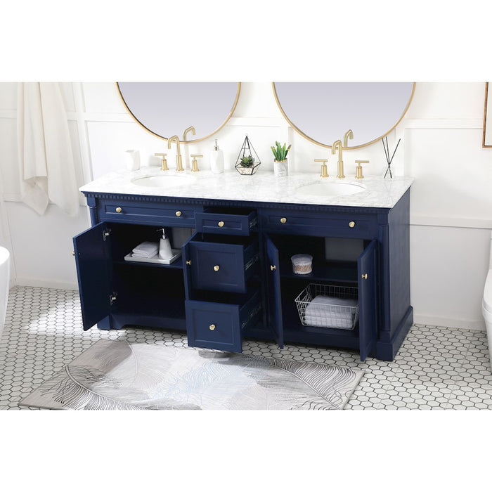 Elegant Kitchen/Bath Clarence 72" Double Bathroom Vanity, Blue