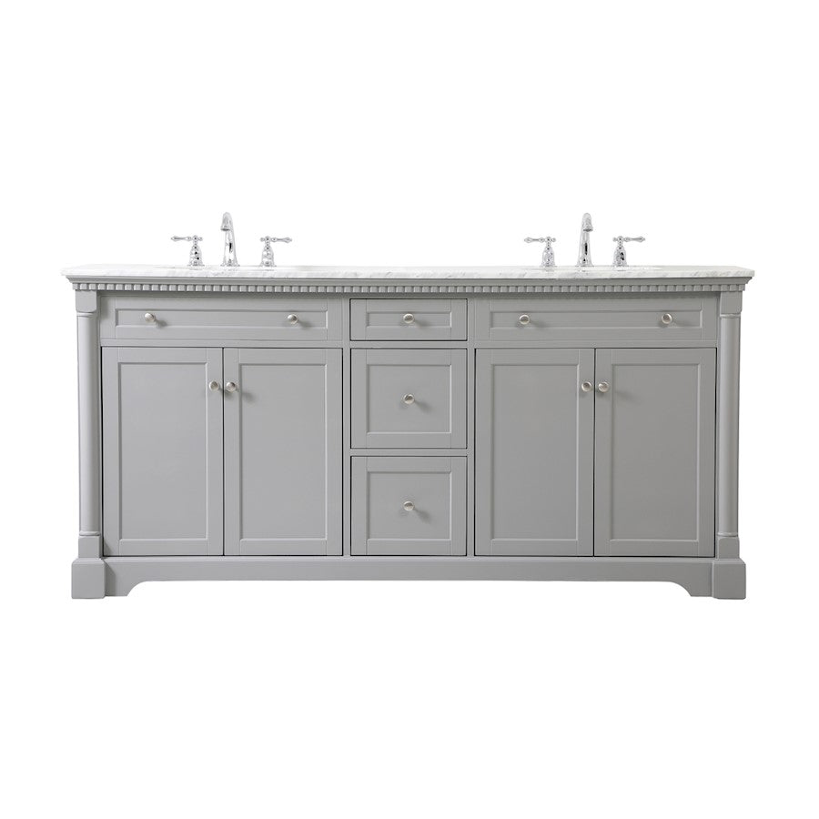 Elegant Kitchen/Bath Clarence 72" Double Bathroom Vanity, Grey - VF53072DGR