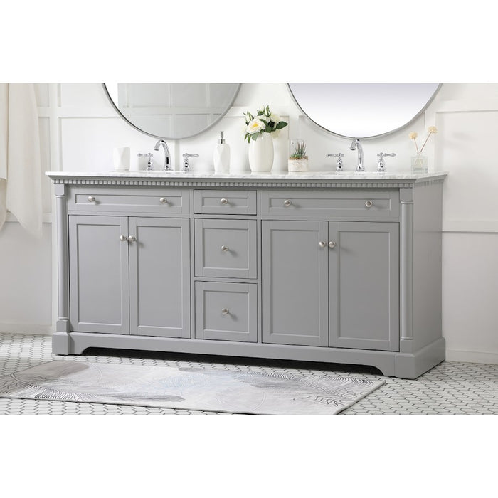 Elegant Kitchen/Bath Clarence 72" Double Bathroom Vanity, Grey