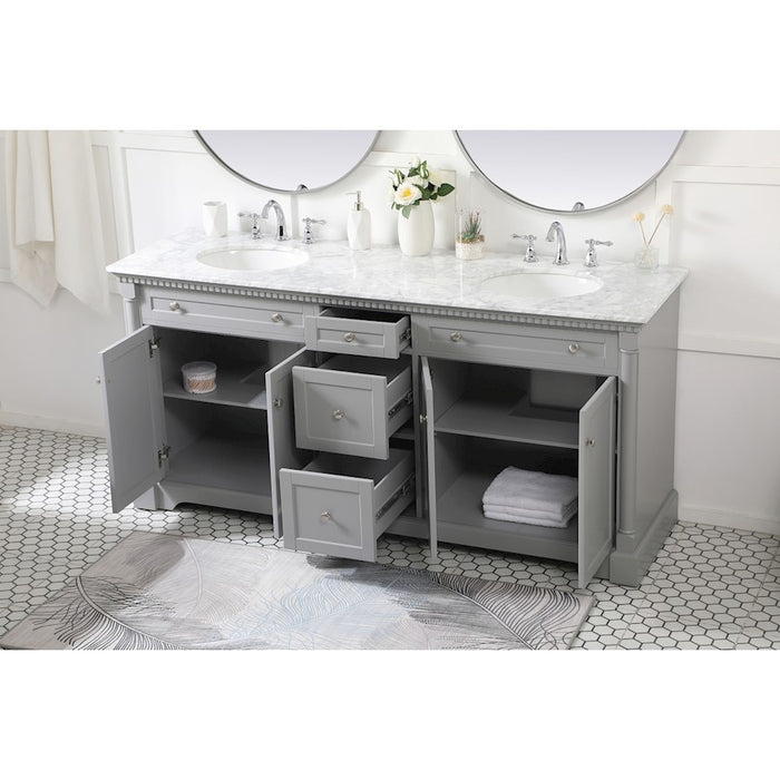Elegant Kitchen/Bath Clarence 72" Double Bathroom Vanity, Grey