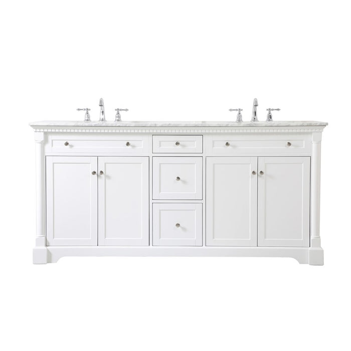 Elegant Kitchen/Bath Clarence 72" Double Bathroom Vanity, White - VF53072DWH