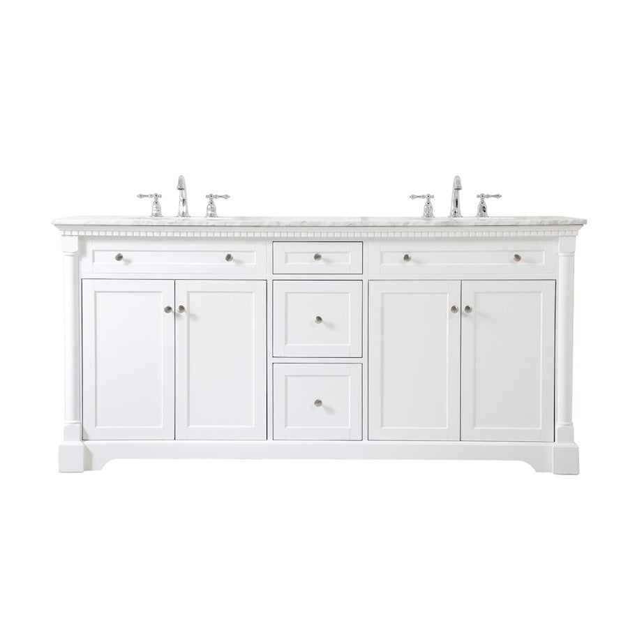 Elegant Kitchen/Bath Clarence 72" Double Bathroom Vanity, White - VF53072DWH