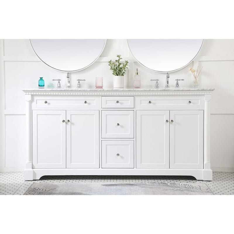 Elegant Kitchen/Bath Clarence 72" Double Bathroom Vanity, White