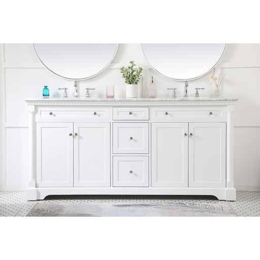Elegant Kitchen/Bath Clarence 72" Double Bathroom Vanity, White