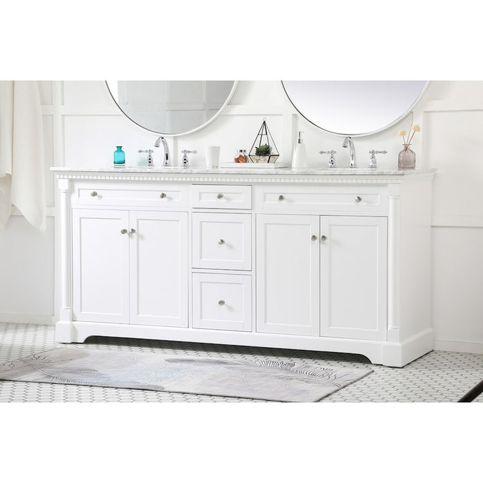 Elegant Kitchen/Bath Clarence 72" Double Bathroom Vanity, White
