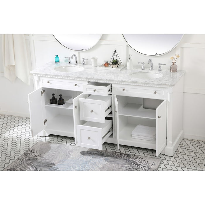 Elegant Kitchen/Bath Clarence 72" Double Bathroom Vanity, White