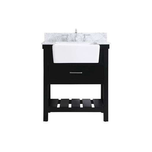 Elegant Clement 30" Single Bathroom Vanity, Black/Backsplash - VF60130BK-BS