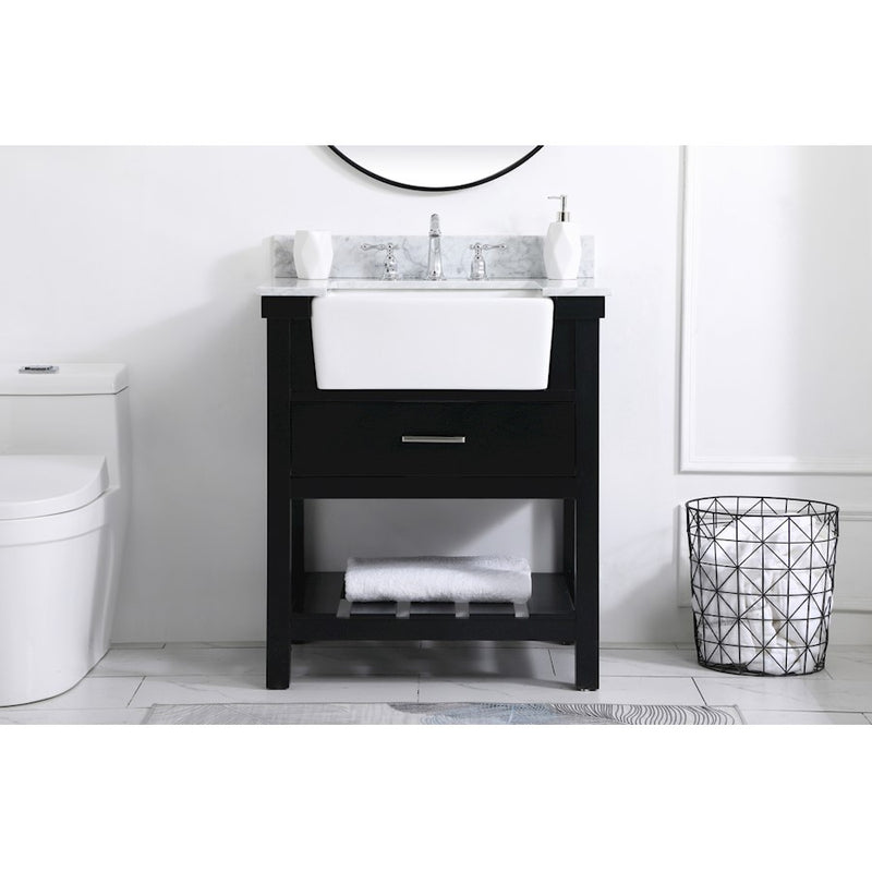 Elegant Clement 30" Single Bathroom Vanity, Black/Backsplash