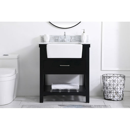 Elegant Clement 30" Single Bathroom Vanity, Black/Backsplash