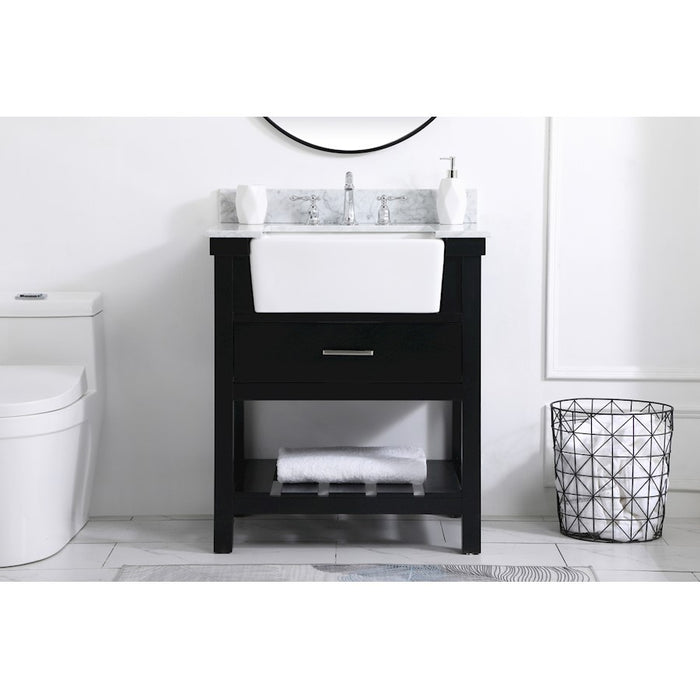 Elegant Clement 30" Single Bathroom Vanity, Black/Backsplash