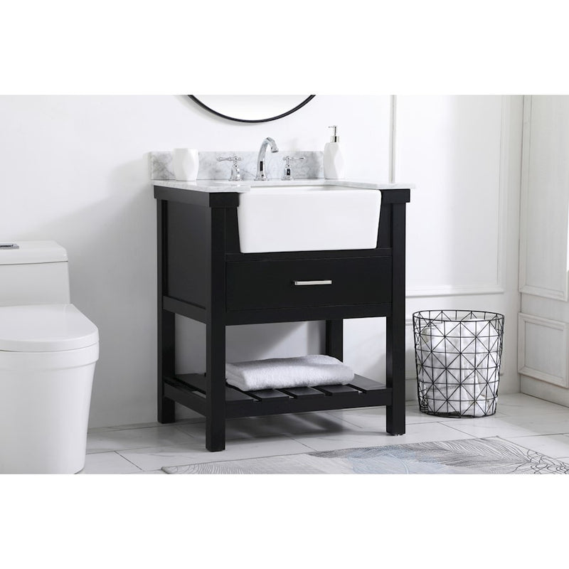 Elegant Clement 30" Single Bathroom Vanity, Black/Backsplash
