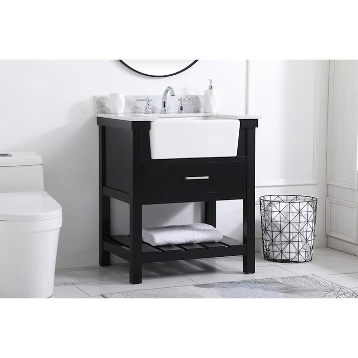 Elegant Clement 30" Single Bathroom Vanity, Black/Backsplash