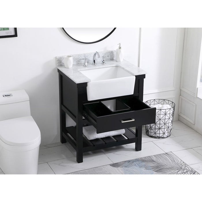 Elegant Clement 30" Single Bathroom Vanity, Black/Backsplash