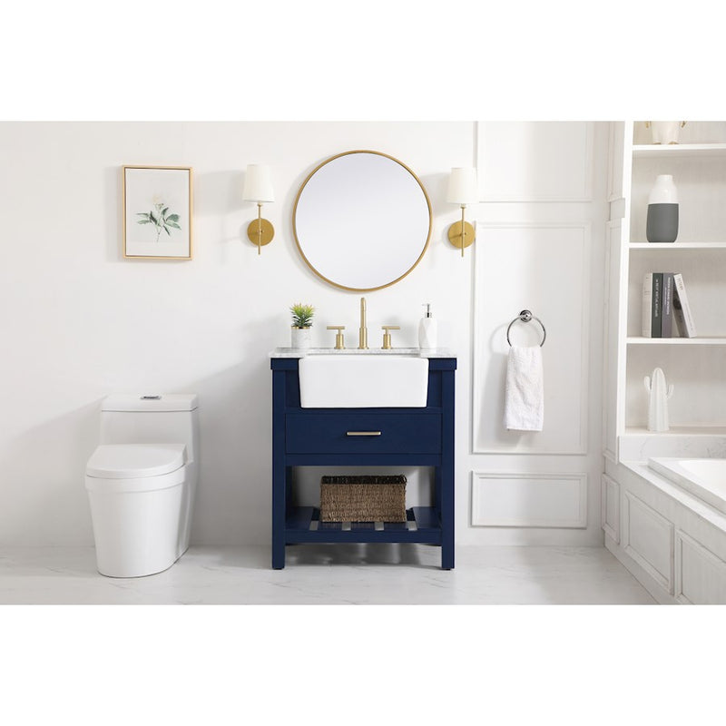 Elegant Clement 30" Single Bathroom Vanity, Black/Backsplash