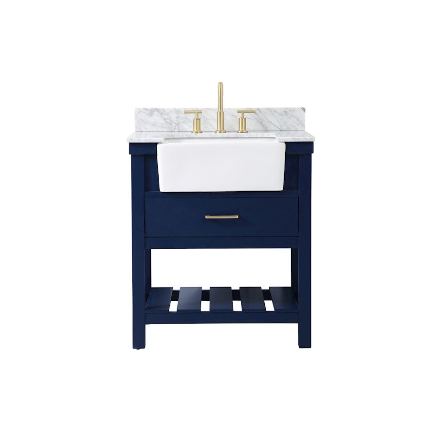 Elegant Clement 30" Single Bathroom Vanity, Blue/Backsplash - VF60130BL-BS