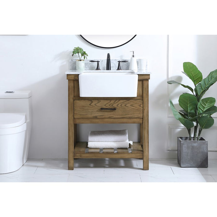 Elegant Clement 30" Single Bathroom Vanity, Driftwood/Backsplash