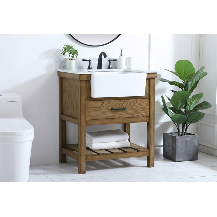 Elegant Clement 30" Single Bathroom Vanity, Driftwood/Backsplash
