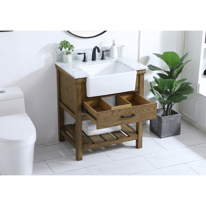 Elegant Clement 30" Single Bathroom Vanity, Driftwood/Backsplash