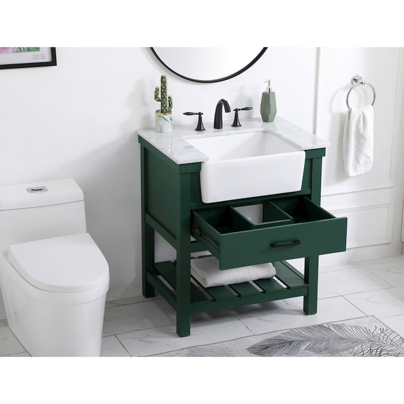 Elegant Kitchen/Bath Clement 30" Single Bathroom Vanity, Green