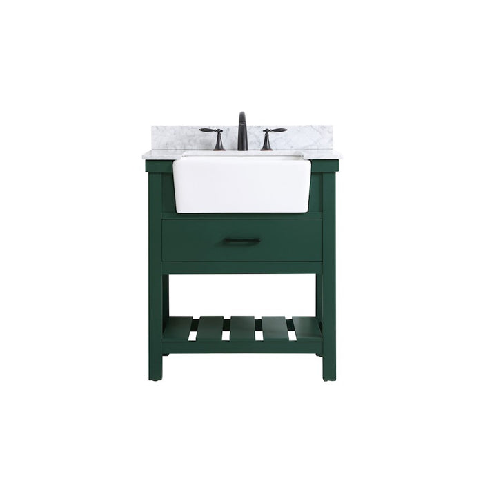 Elegant Clement 30" Single Bathroom Vanity, Green/Backsplash - VF60130GN-BS