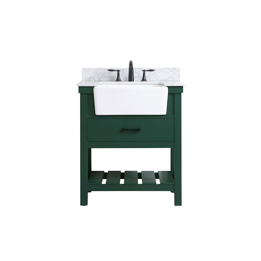 Elegant Clement 30" Single Bathroom Vanity, Green/Backsplash - VF60130GN-BS