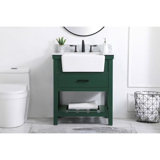 Elegant Clement 30" Single Bathroom Vanity, Green/Backsplash