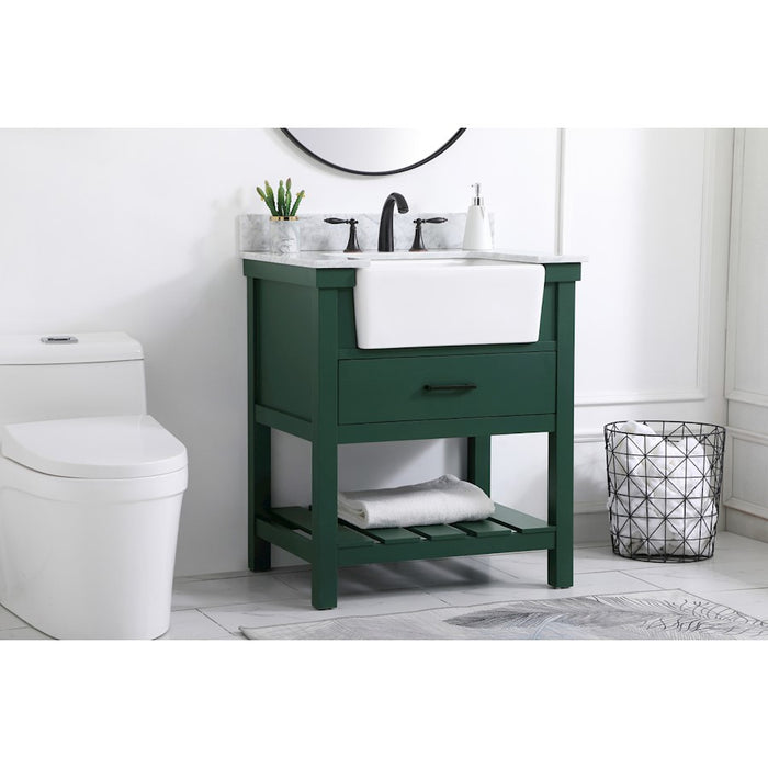 Elegant Clement 30" Single Bathroom Vanity, Green/Backsplash