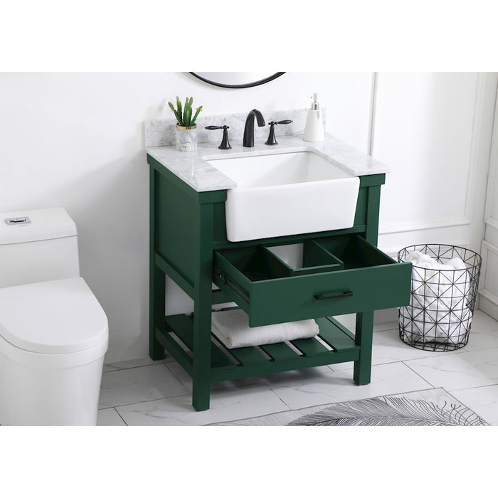 Elegant Clement 30" Single Bathroom Vanity, Green/Backsplash