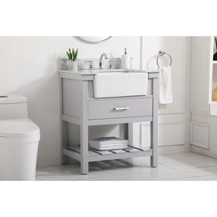 Elegant Clement 30" Single Bathroom Vanity, Grey/Backsplash