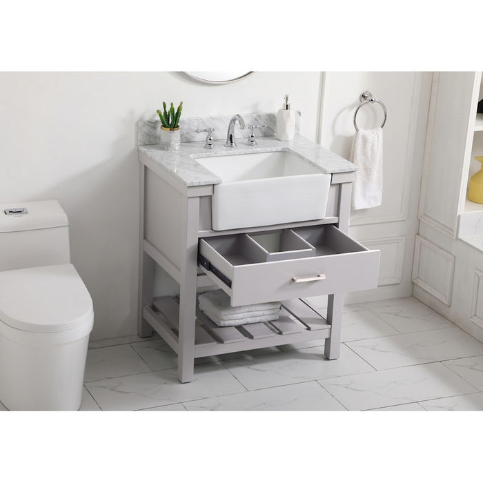 Elegant Clement 30" Single Bathroom Vanity, Grey/Backsplash