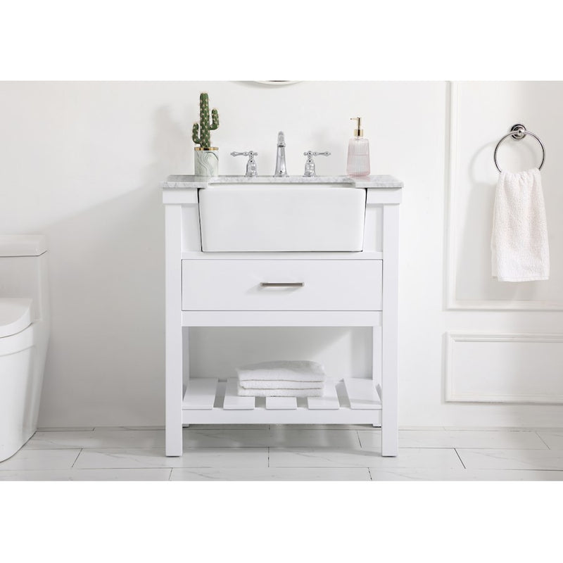 Elegant Kitchen/Bath Clement 30" Single Bathroom Vanity, White