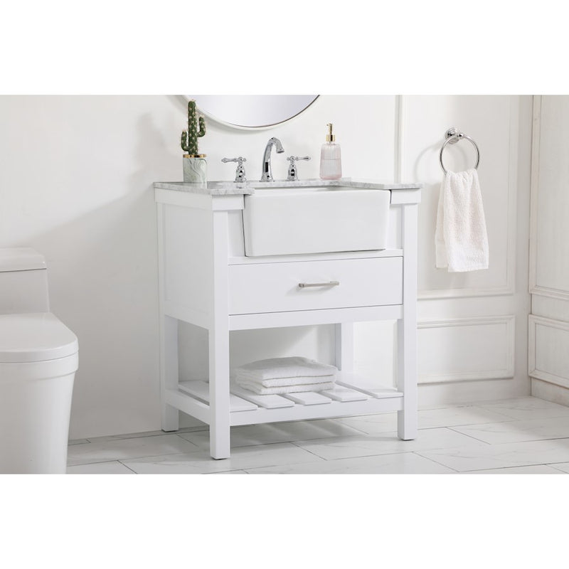 Elegant Kitchen/Bath Clement 30" Single Bathroom Vanity, White