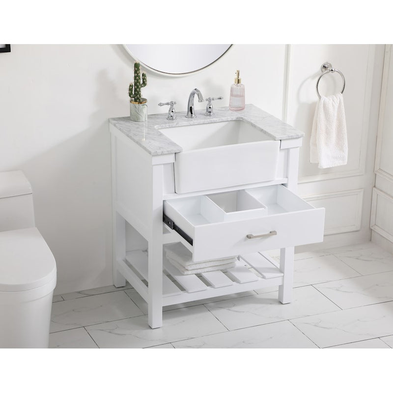 Elegant Kitchen/Bath Clement 30" Single Bathroom Vanity, White