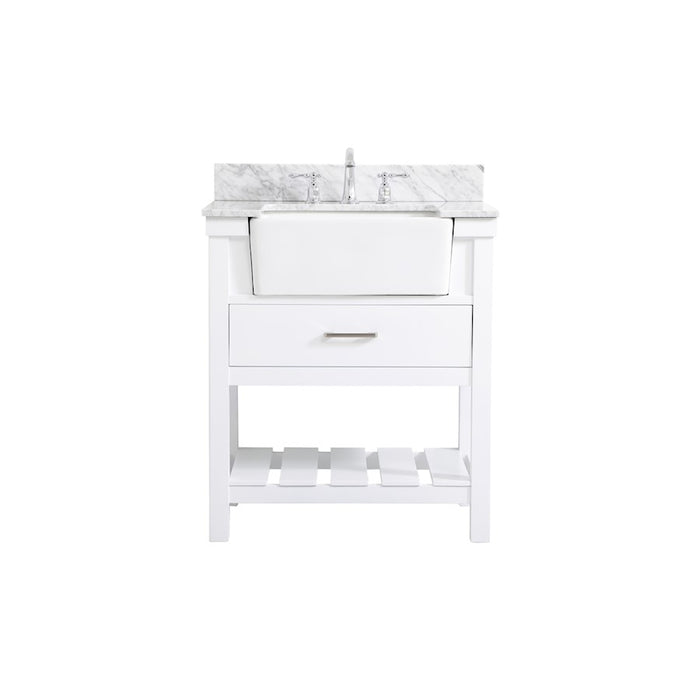 Elegant Clement 30" Single Bathroom Vanity, White/Backsplash - VF60130WH-BS