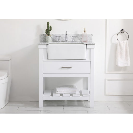 Elegant Clement 30" Single Bathroom Vanity, White/Backsplash