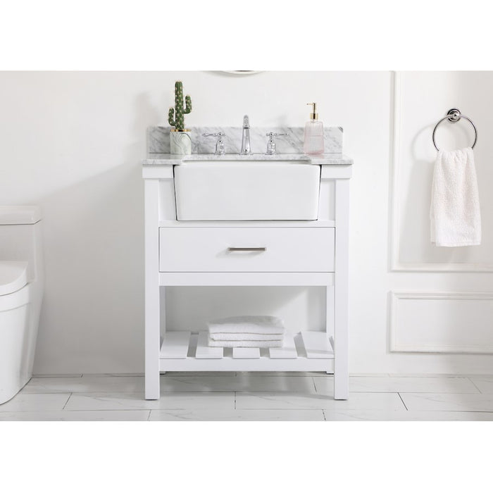 Elegant Clement 30" Single Bathroom Vanity, White/Backsplash