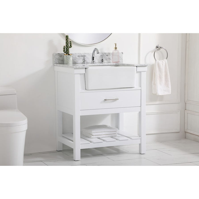 Elegant Clement 30" Single Bathroom Vanity, White/Backsplash
