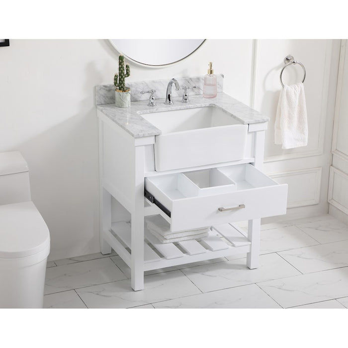 Elegant Clement 30" Single Bathroom Vanity, White/Backsplash