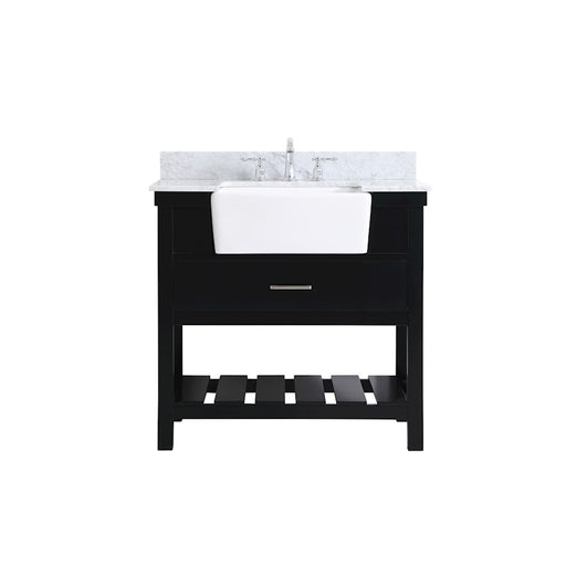 Elegant Clement 36" Single Bathroom Vanity, Black/Backsplash - VF60136BK-BS