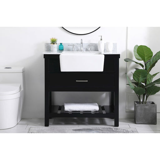 Elegant Clement 36" Single Bathroom Vanity, Black/Backsplash