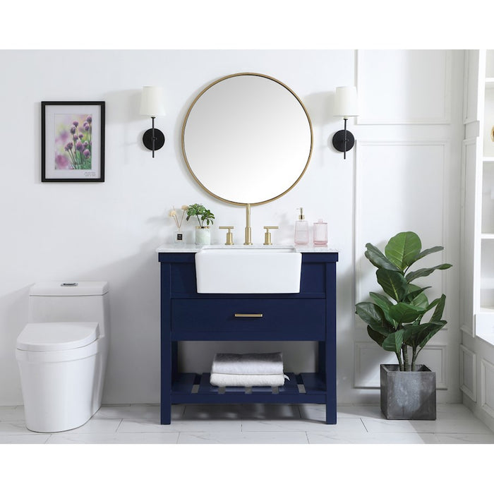 Elegant Clement 36" Single Bathroom Vanity, Black/Backsplash