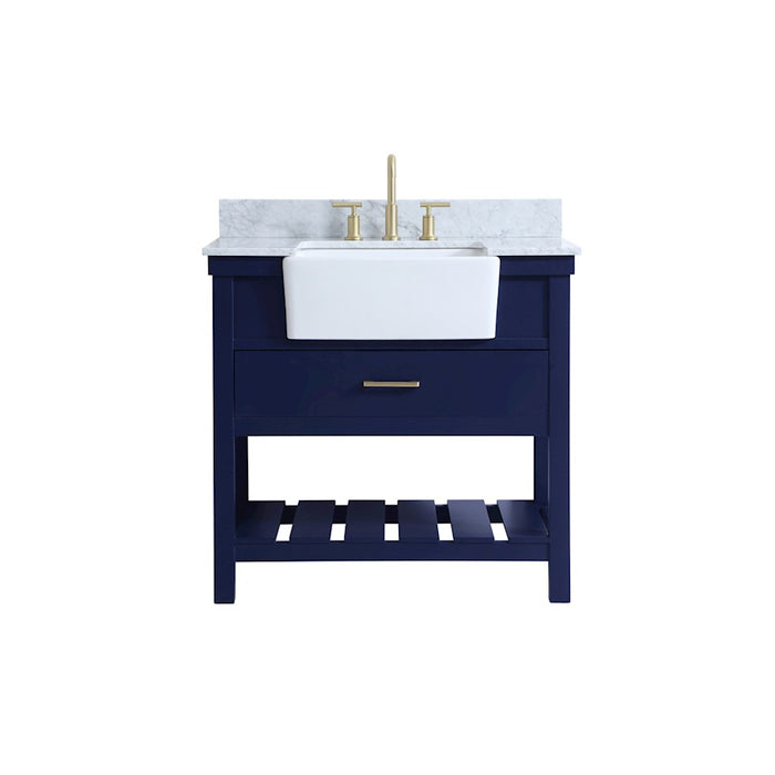 Elegant Clement 36" Single Bathroom Vanity, Blue/Backsplash - VF60136BL-BS