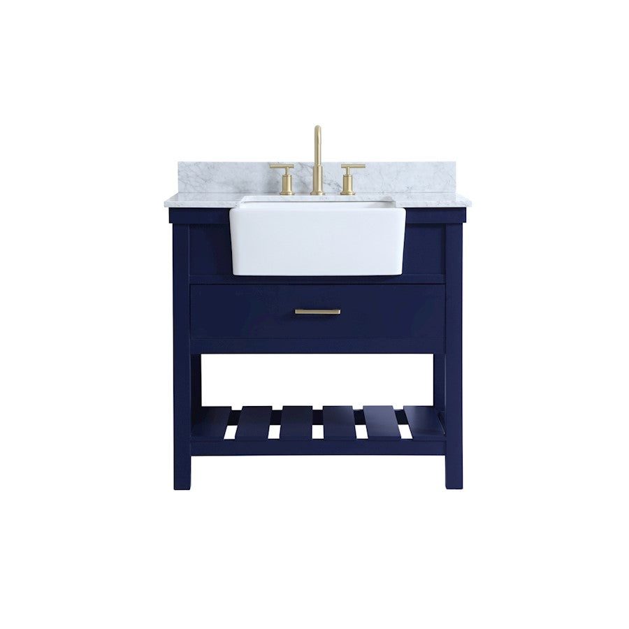 Elegant Clement 36" Single Bathroom Vanity, Blue/Backsplash - VF60136BL-BS