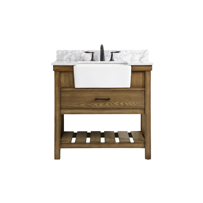 Elegant Clement 36" Single Bathroom Vanity, Driftwood/Backsplash - VF60136DW-BS